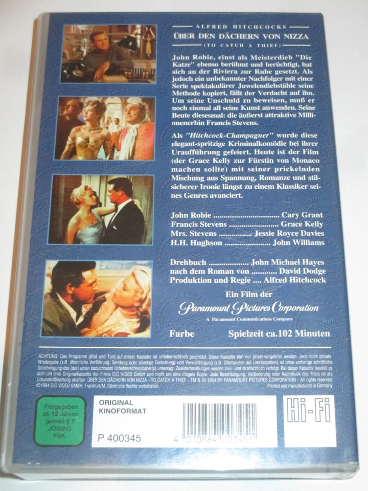 Paramount - Über den Dächern von Nizza - VHS/CaryGrant/G. Kelly/Alfred Hitchcock - Bild 2 von 2