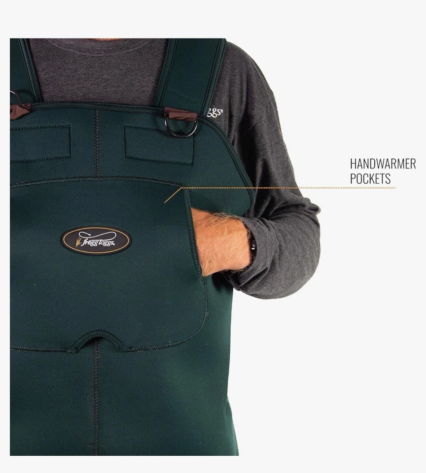 FROGG TOGGS Amphib Neoprene Bootfoot Chest Waders Felt Size 8 Green - Image 2 of 4
