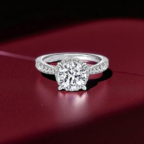 2.10 Ct Round Cut 950 Platinum Diamond Woman Engagement Ring IGI Lab Created - Picture 1 of 11