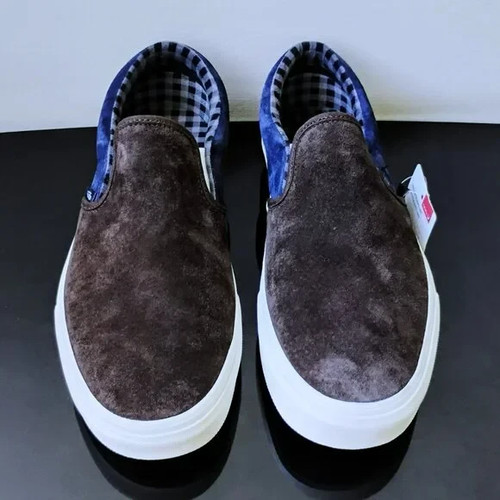Vans Damen Classic Slip-On Pig Suede Sneaker in Cool & Unique Plaid Brown/Navy - Bild 3 von 14