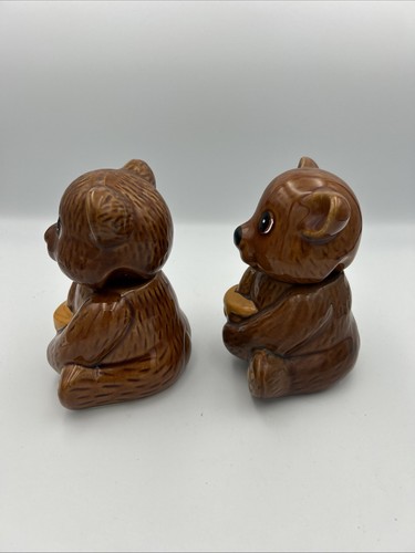 DUE adorabili barattoli o barattoli vintage in ceramica per orso miele alti 5,5" - Foto 8 di 13