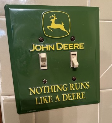 John Deere Metal Light Switch Plate Cover Sign Parts Tractor Double Wall Decor