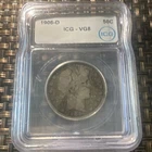 1906 Barber Half Dollar 50C Denver ICG VG8 Circulated US Coin Variety