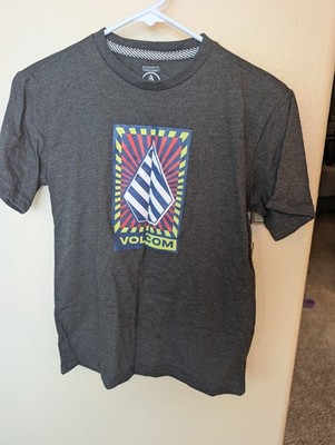 NEW Boys Volcom T-Shirt Tee Medium 10/12 Gray Warble Cotton Poly Blend NWT