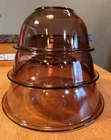 Vintage Pyrex 322 323 325 Set of 3 Cranberry  Nesting Mixing Bowls