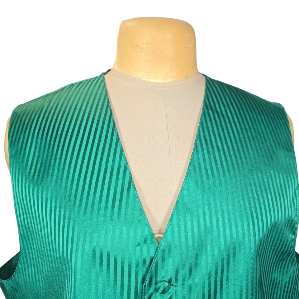 Vesuvio 那不勒斯翡翠绿色条纹缎面燕尾服背心 XXL 背心假日  — 第 3/4 张图片