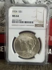 1924 $1 Peace Dollar NGC MS64 🔥🔥