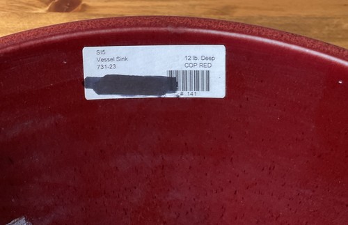 Vessel Sink Studio Pottery Bowl Red Signed Extra Large 15.5” W x 9” Deep New - Picture 8 of 10