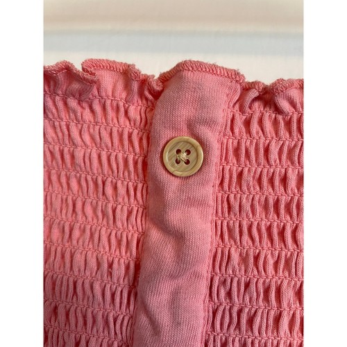 Forever Me peach tank top smocked with ruffle buttons stretch girls XL 14-16 - Picture 4 of 5