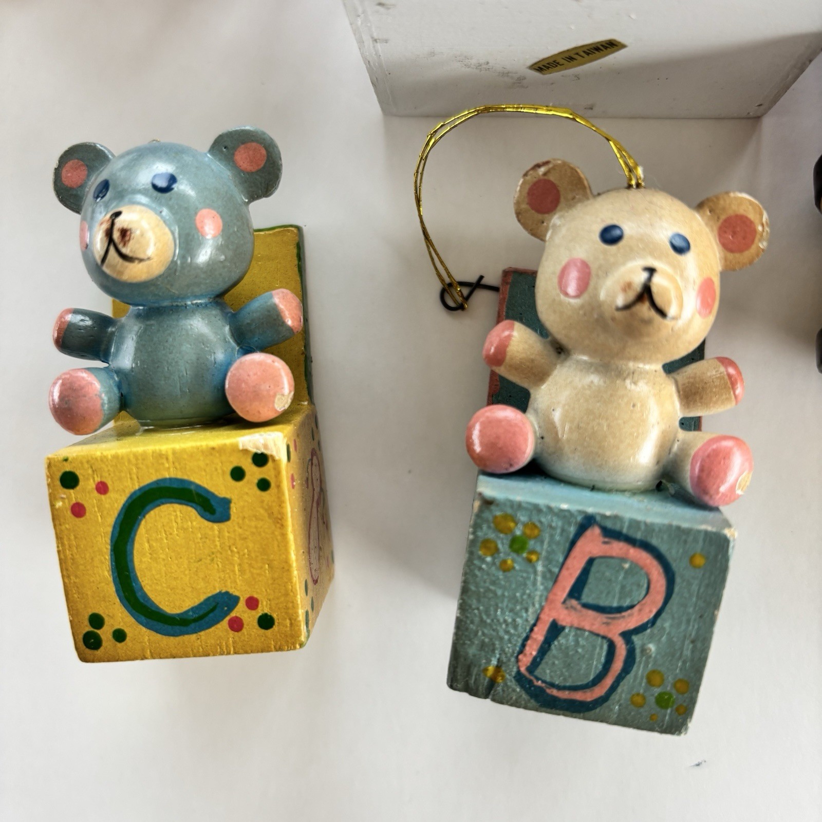 Vintage Russ Berrie & Co Wooden Christmas Ornament Lot 9 Pieces