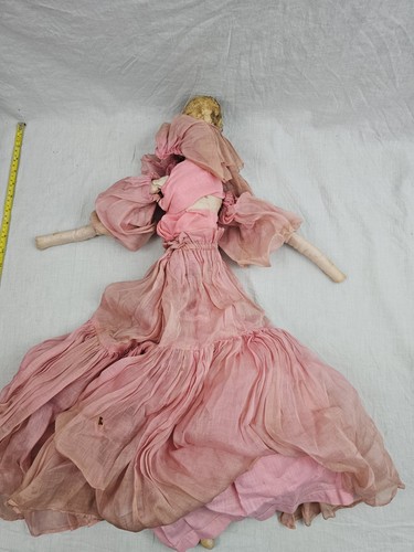 BAMBOLA ANTICA 26" MOLTO ANTICA CON VESTITO ROSA - Foto 7 di 10