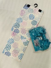 Women  s Japanese Yukata Kimono Flower Pattern with Blue Pre-Tied Bow Obi Set