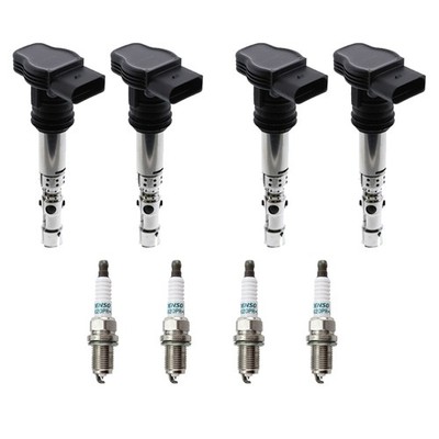Eldor 4 Ignition Coils Denso Iridium Spark Plugs Kit for A4 Quattro 1.8L L4