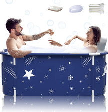 53" Extra Large Portable Foldable Bathtub with Cover for Adult, Family SPA Soaki