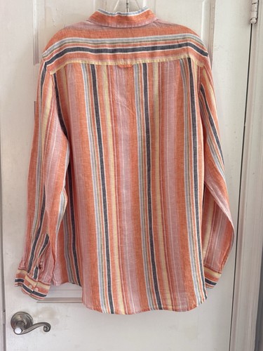 Club Room Freizeithemd Herren Gr. L LEINEN mehrfarbig gestreift Knopfleiste Oberteil - Bild 3 von 7