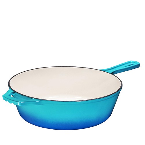 2 in 1 Enameled cast iron pot with lid, 3QT Cast Iron Dutch Oven & Skillet Co... - Picture 6 of 7