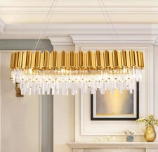 Meelighting Modern Crystal Chandelier Luxury Oval Raindrop ContemporaryGold 3464
