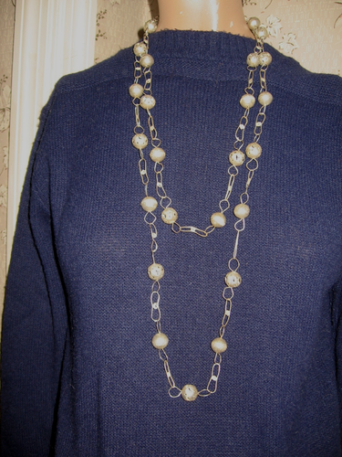 VTG 1970 SILVER MEXICAN WEDDING LASSO FILIGREE BALL CHAIN LINK 67"L NECKLACE - Picture 4 of 5