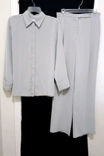 NEW Womens Cutter & Buck 2pc SET Dress Shirt Top & Pants 8 Medium Gray Long Slv