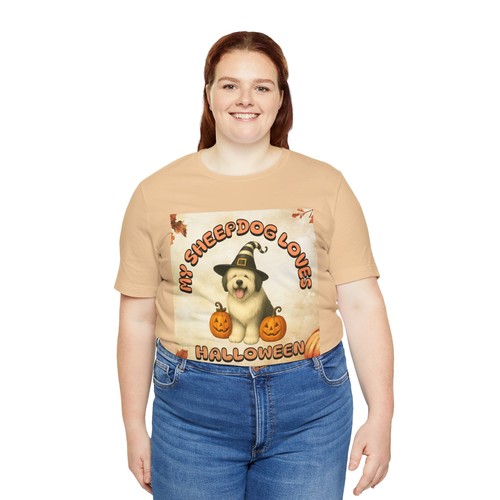 Old English Sheepdog Dog Halloween T-Shirt Pet Breed Fall Autumn Gift Pumpkins - Picture 26 of 46