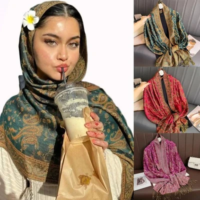 Bohemia Pashmina Hijab Scarf Long Muslim Cashmere Shawl Female Foulard - Image 1 of 4