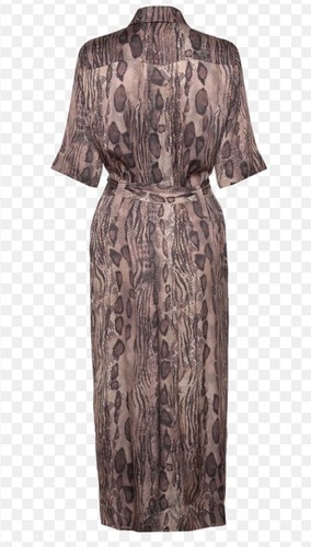 Reiss Farah Snake Print Neutral Belted Side Slits Midi Dress Size 14 $330 - Picture 5 of 13