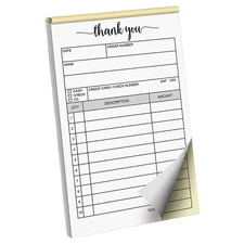 Thank You Receipt Book Practical Durability with Cardboard 2 Part Carbonless