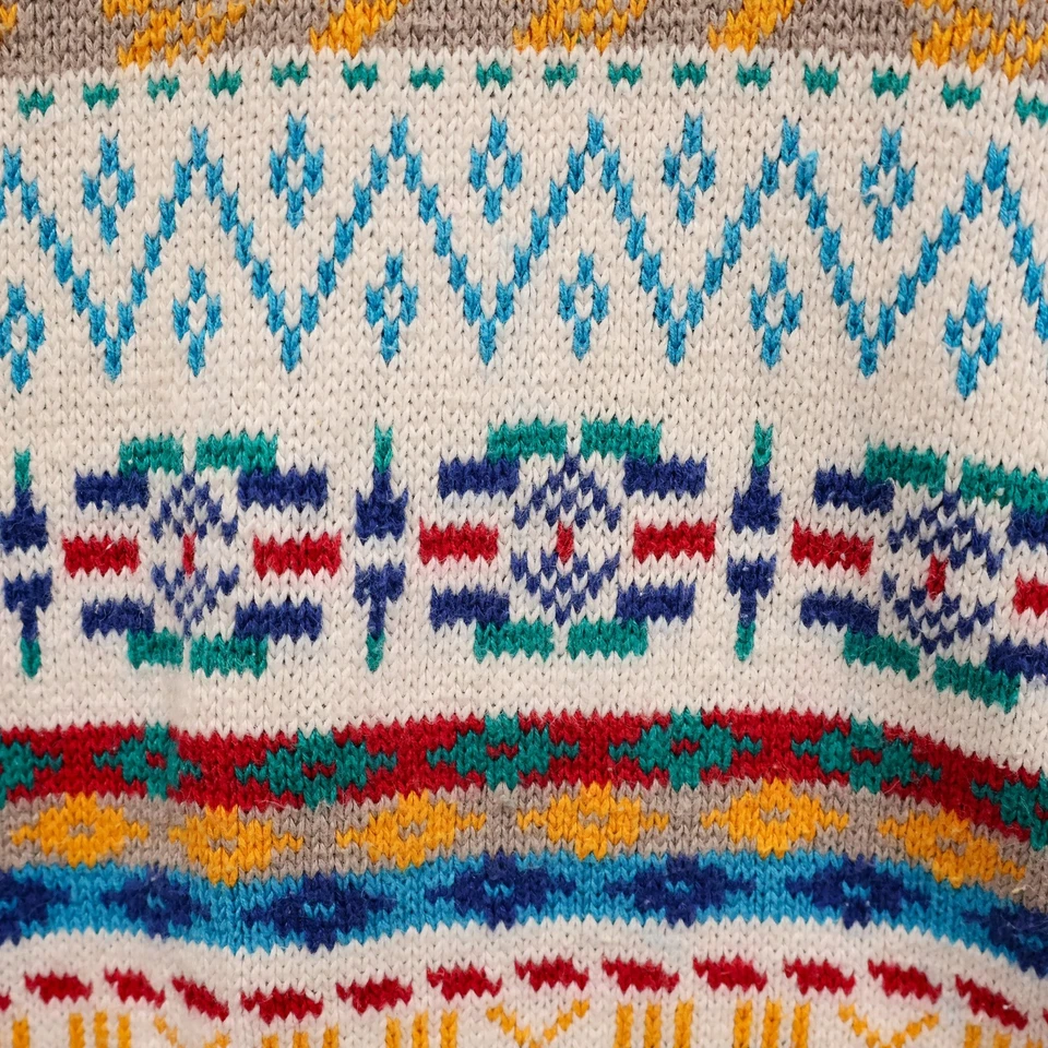 VTG Chaps Ralph Lauren Sweater Mens L Fair Isle Nordic Colorful Grandpacore 90's - Image 3 of 4