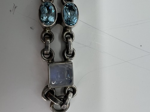 NICKY BUTLER 925 Sterling Silver Blue Topaz And Moonstones Bracelet NB - Picture 7 of 13