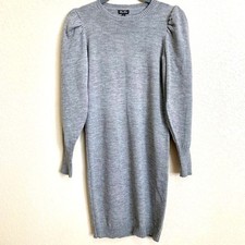 Lily Rose gray sweater dress women knit crew neckline long sleeve dress size S