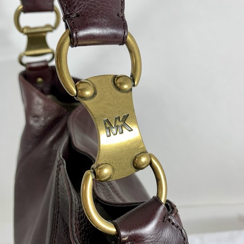Bolso de Hombro Michael Kors Borgoña Cuero Guijarro Hobo Slouchy Latón + Bolsa para el Polvo - Imagen 11 de 19