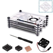 9 Layers Acrylic Transparent Case with Cooling Fan for Raspberry Pi 3B New B