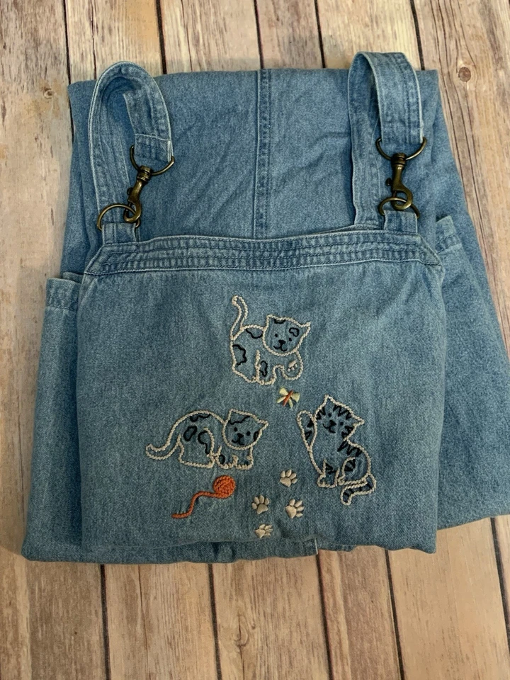 Mono de vestir Christopher and Banks vintage 2001 para mujer M Jean con calcomanía de gatos Foto 2 de 4