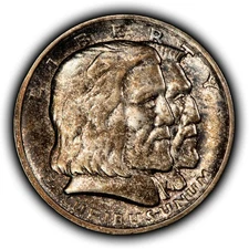 1936 50c Long Island Commemorative Silver Half Dollar - Colorful Toning - C1248