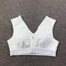 Tommie Copper Shoulder Support Sport Bra Womens XL White Zip Front Gym Athletic