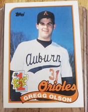 1989 Topps Gregg Olson RC Rookie Card #161 Auburn Tigers Baltimore Orioles Card. rookie card picture