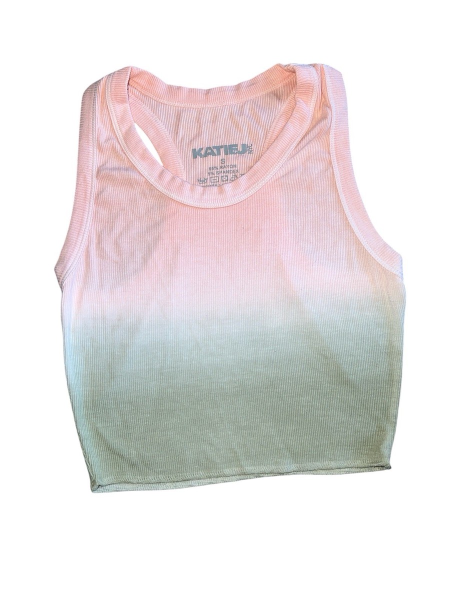 Katie J NYC Juniors Ombré Ribbed Livi Cropped Tank Top Size S