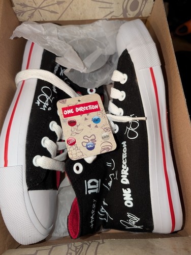 One Direction Autograph Design schwarze HIGH-TOP-SNEAKER 1D Damengröße 7 - Bild 3 von 16