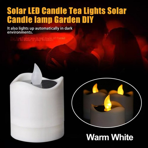 Luz de vela de energía solar LED parpadeante lámpara decoración velas luces de té sin llama - Imagen 4 de 25