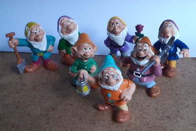 Disney Inspired Vintage Bullyland Seven Dwarfs Cake Topper Figures Set of 7