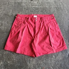 Vintage Sostanza Pleated Chino Shorts Mens 38 Red Pink Summer Yachting Preppy 7"