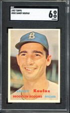 1957 Topps #302 Sandy Koufax SGC 6 Vintage HOF Baseball Card (8336)