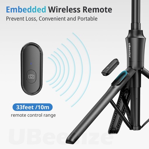 Trípode magnético para selfies de 62"" con control remoto inalámbrico, soporte para teléfono extensible... - Imagen 5 de 6
