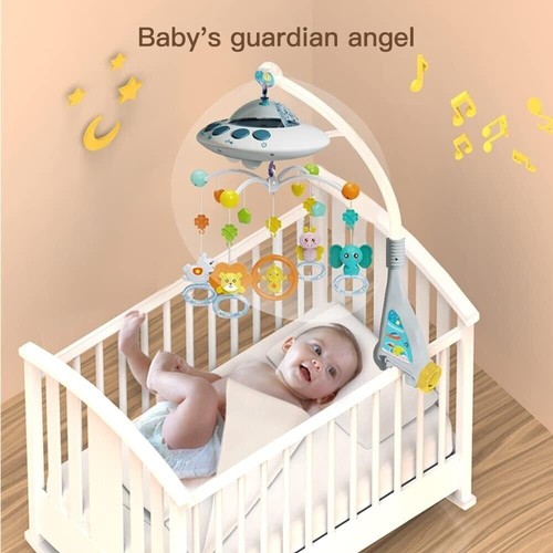 Baby Musical Crib Bed Bell Cot Mobile Stars Dreams Light Nusery Lullaby Toy UK - Picture 5 of 10