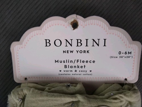 BONBINI Muslin Fleec Baby Blanket Green Boys Girls 28" X 38" NEW NWT NIP - Picture 4 of 5