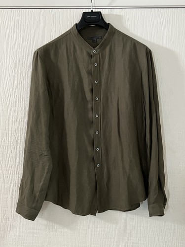 John Varvatos Collection Luxury - Linen Band Collar - Olive - Vintage 2021 $228 - Picture 6 of 13