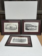 3 Pencil Sketches Pictures Of Brixham Harbour, Castle Combe Etc, Artist Judges.