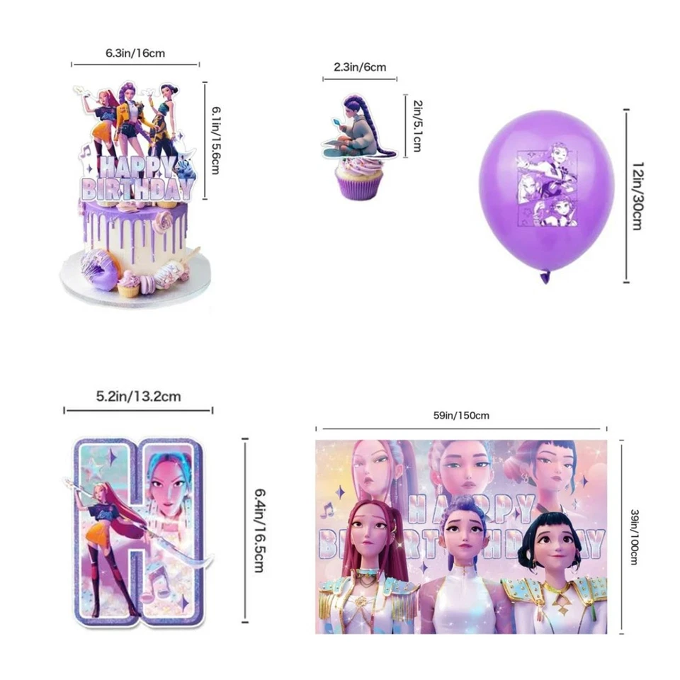 Huntrix KPop Demon Hunters Birthday Decorations Party Supplies for Girls Kids - Image 3 of 4