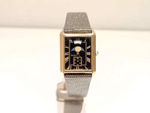 VINTAGE LUXURY TANK GOLD PLATED DATE MOON PHASE MEN'S LADIES QUARTZ WATCH"OSCO " - Picture 4 of 12