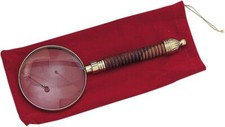Solid Brass Magnifying Glass w/Wood Handle  Felt Bag,Other Desktop Collectibles